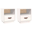 vidaXL 2 db fehér tömör fenyőfa éjjeliszekrény 40 x 34 x 45 cm