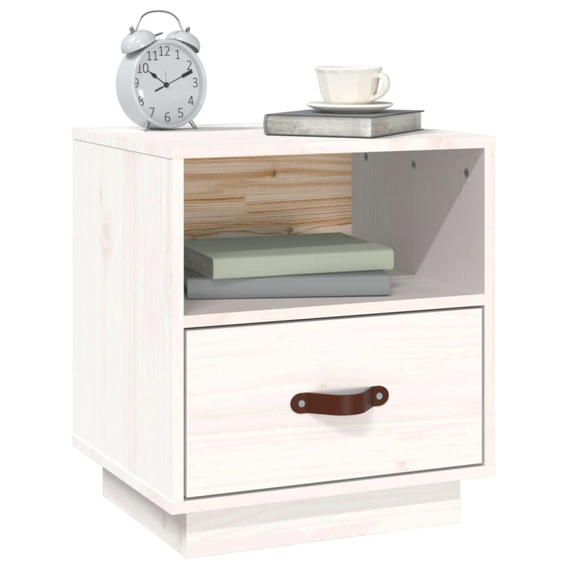 vidaXL 2 db fehér tömör fenyőfa éjjeliszekrény 40 x 34 x 45 cm