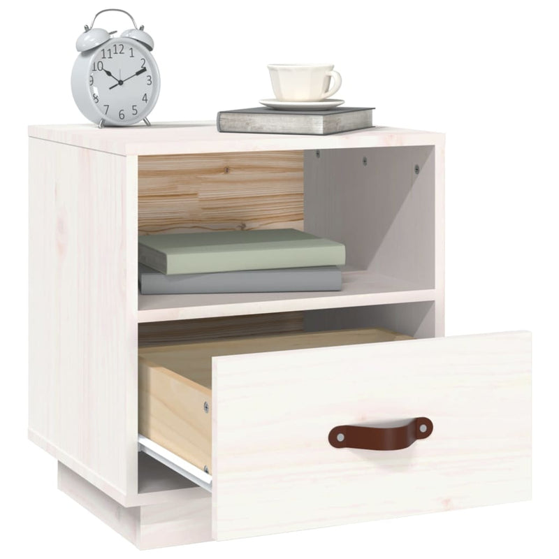vidaXL 2 db fehér tömör fenyőfa éjjeliszekrény 40 x 34 x 45 cm