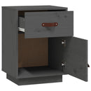 vidaXL 2 darab szürke tömör fenyőfa éjjeliszekrény 40 x 34 x 55 cm