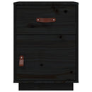 vidaXL fekete tömör fenyőfa éjjeliszekrény 40 x 34 x 55 cm