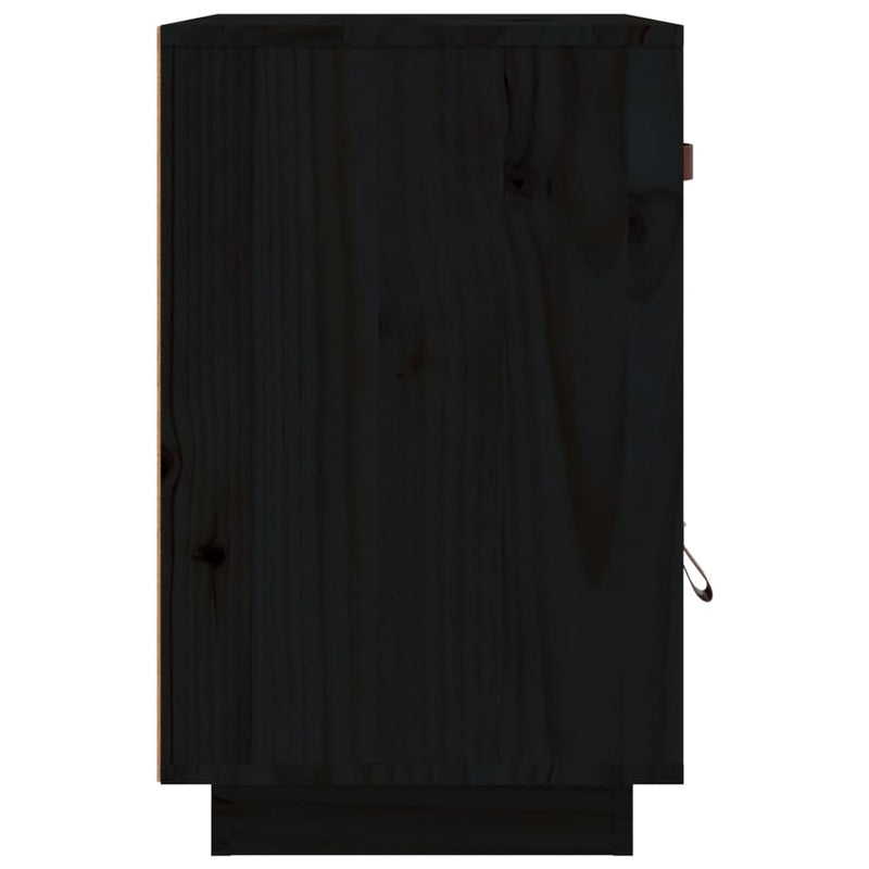 vidaXL 2 db fekete tömör fenyőfa éjjeliszekrény 40 x 34 x 55 cm