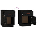 vidaXL 2 db fekete tömör fenyőfa éjjeliszekrény 40 x 34 x 55 cm