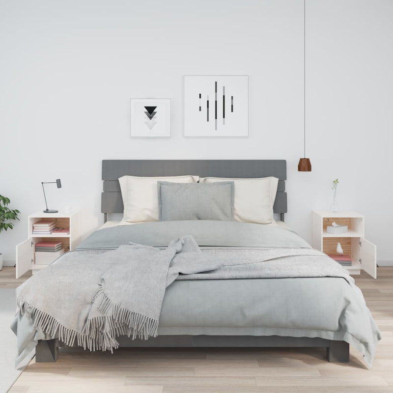 vidaXL 2 db fehér tömör fenyőfa éjjeliszekrény 40 x 34 x 55 cm