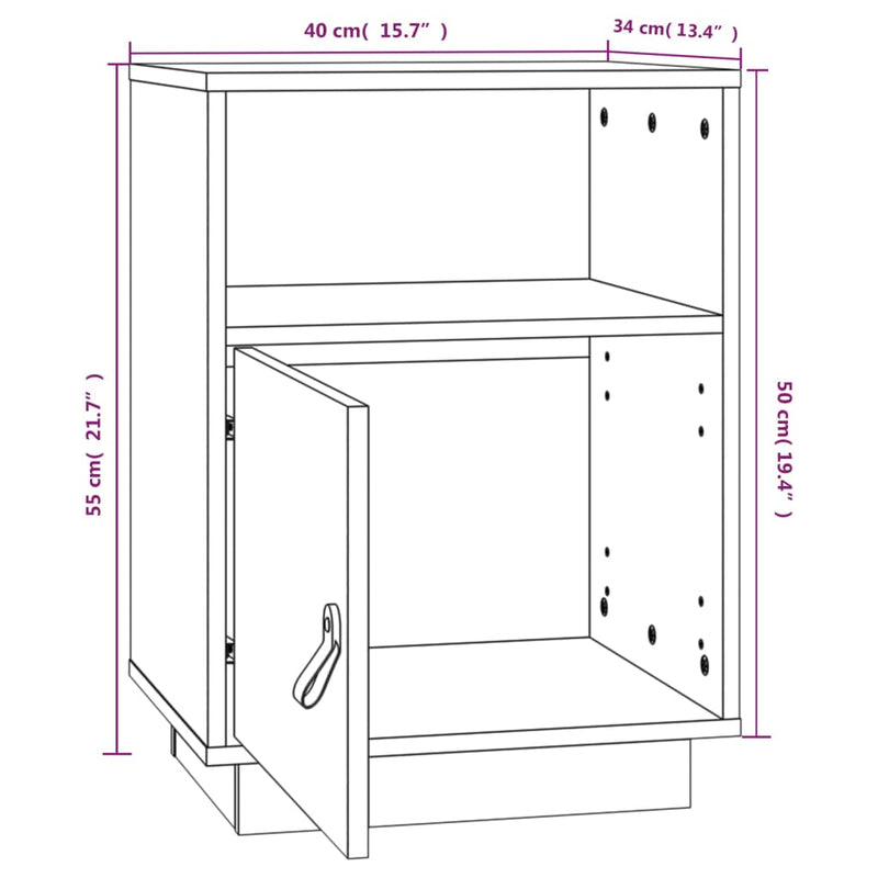 vidaXL 2 db fehér tömör fenyőfa éjjeliszekrény 40 x 34 x 55 cm