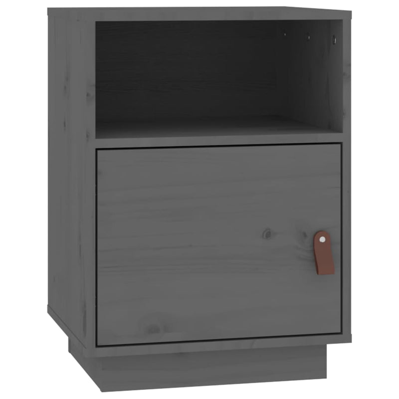 vidaXL 2 db szürke tömör fenyőfa éjjeliszekrény 40 x 34 x 55 cm