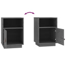 vidaXL 2 db szürke tömör fenyőfa éjjeliszekrény 40 x 34 x 55 cm