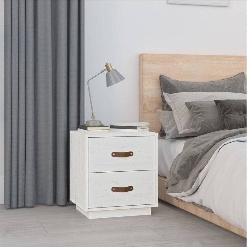 vidaXL 2 db fehér tömör fenyőfa éjjeliszekrény 40 x 34 x 45 cm