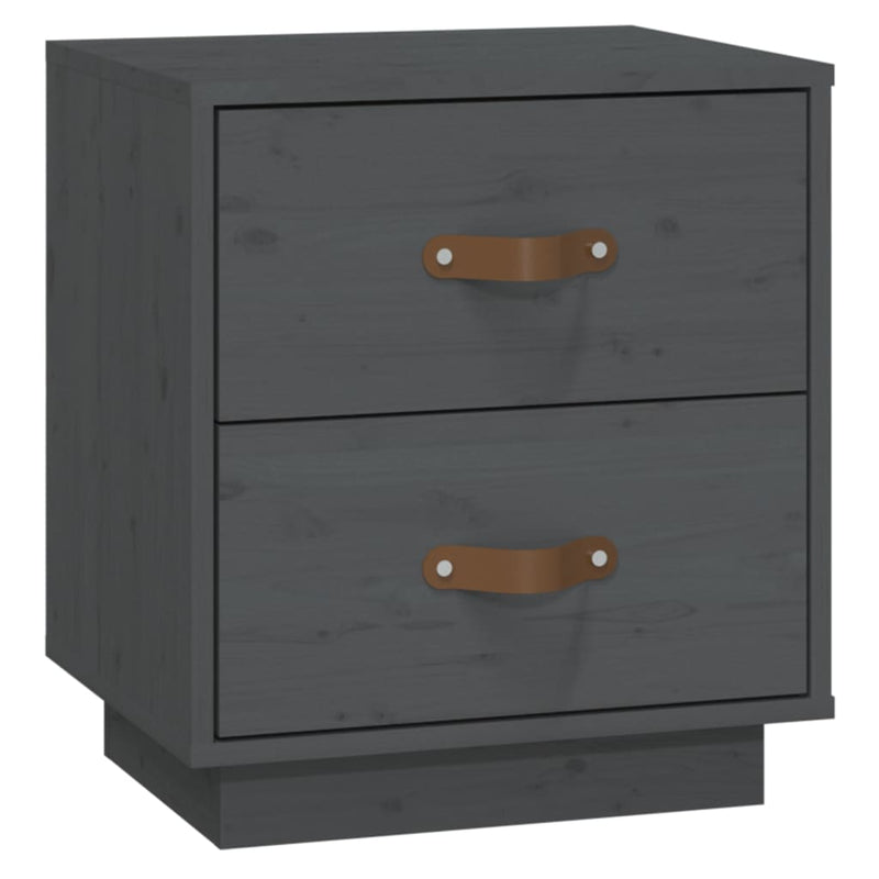 vidaXL 2 db szürke tömör fenyőfa éjjeliszekrény 40 x 34 x 45 cm