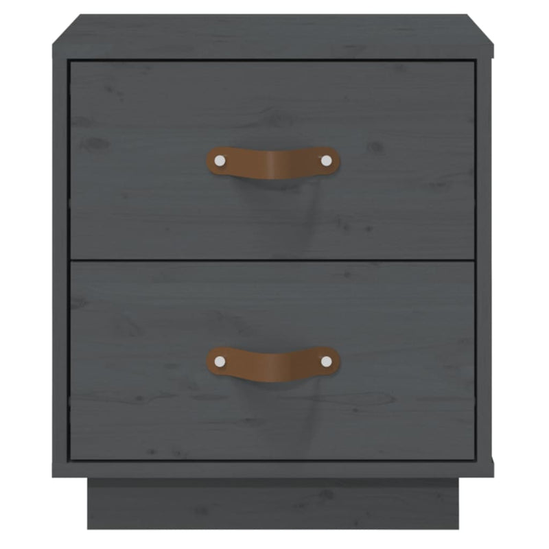 vidaXL 2 db szürke tömör fenyőfa éjjeliszekrény 40 x 34 x 45 cm