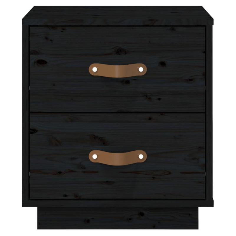 vidaXL 2 db fekete tömör fenyőfa éjjeliszekrény 40 x 34 x 45 cm