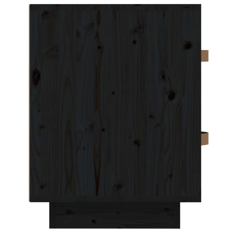vidaXL 2 db fekete tömör fenyőfa éjjeliszekrény 40 x 34 x 45 cm