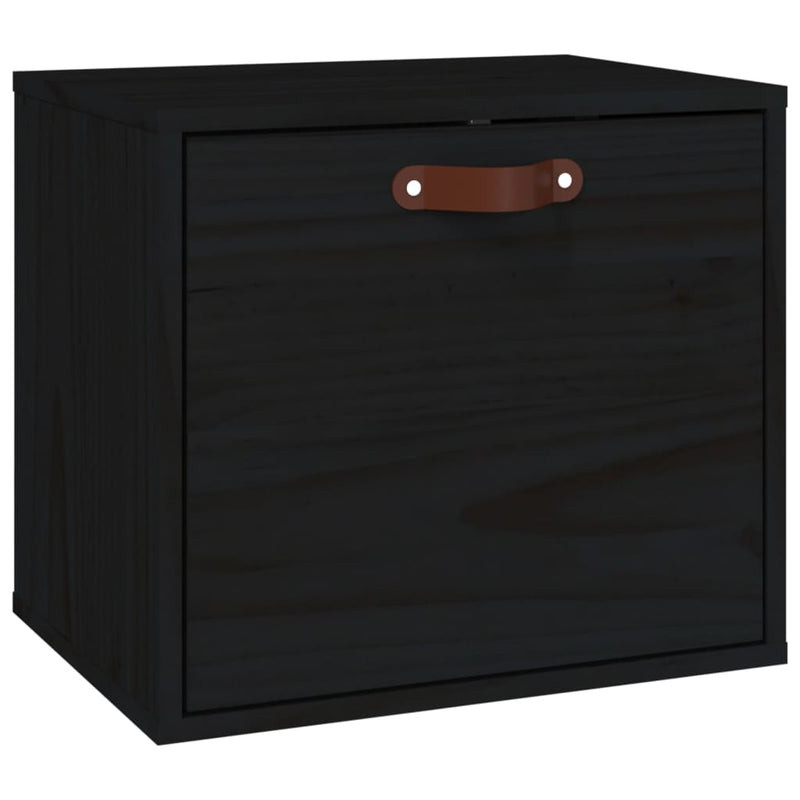 vidaXL fekete tömör fenyőfa faliszekrény 40 x 30 x 35 cm