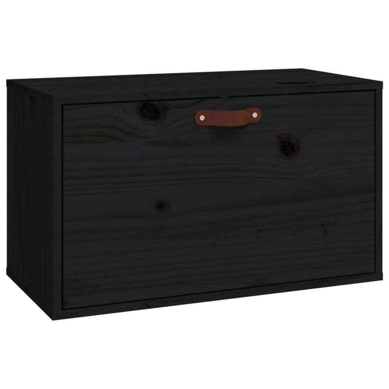 vidaXL fekete tömör fenyőfa faliszekrény 60 x 30 x 35 cm