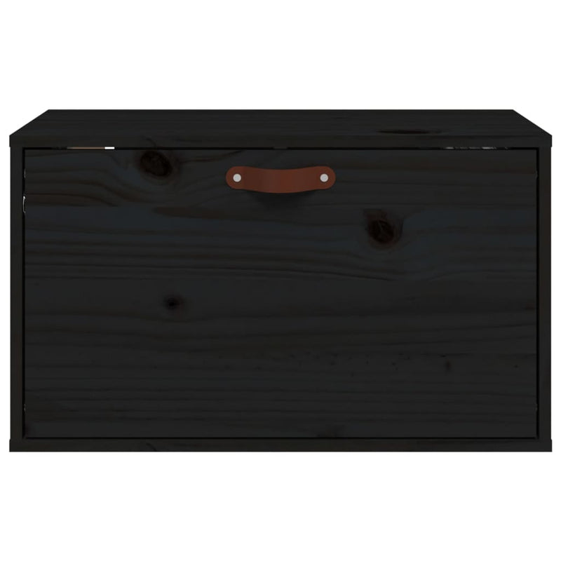 vidaXL fekete tömör fenyőfa faliszekrény 60 x 30 x 35 cm