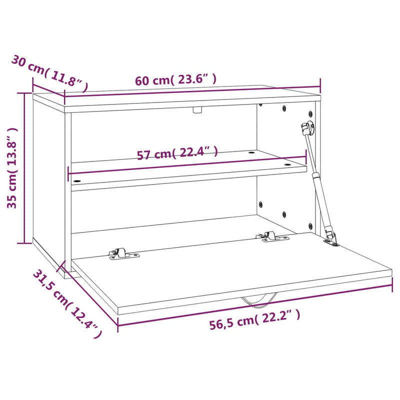 vidaXL fekete tömör fenyőfa faliszekrény 60 x 30 x 35 cm