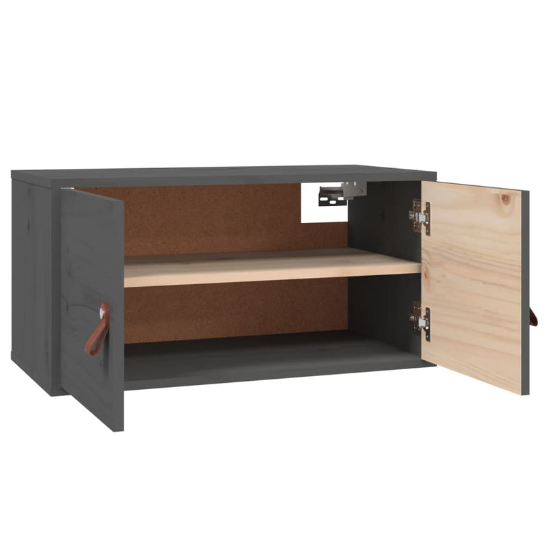 vidaXL 2 db szürke tömör fenyőfa faliszekrény 60 x 30 x 30 cm