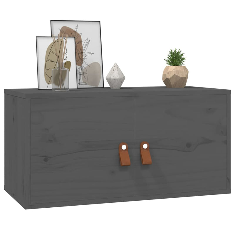 vidaXL 2 db szürke tömör fenyőfa faliszekrény 60 x 30 x 30 cm