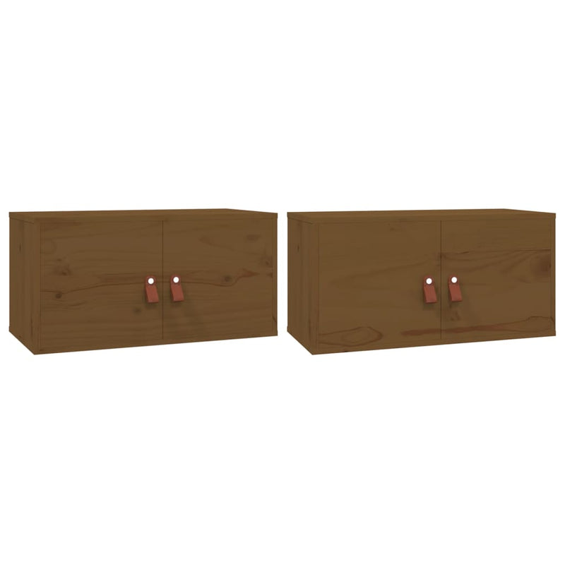 vidaXL 2 db mézbarna tömör fenyőfa faliszekrény 60 x 30 x 30 cm