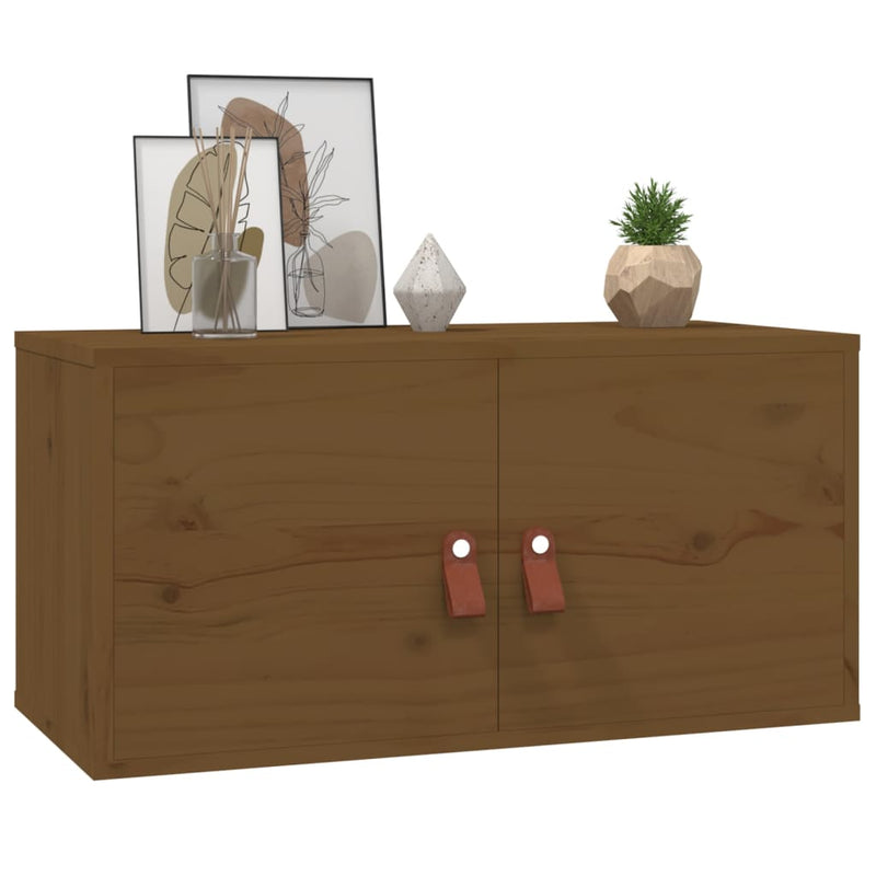 vidaXL 2 db mézbarna tömör fenyőfa faliszekrény 60 x 30 x 30 cm