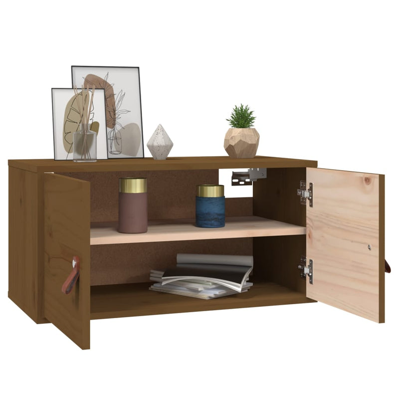 vidaXL 2 db mézbarna tömör fenyőfa faliszekrény 60 x 30 x 30 cm