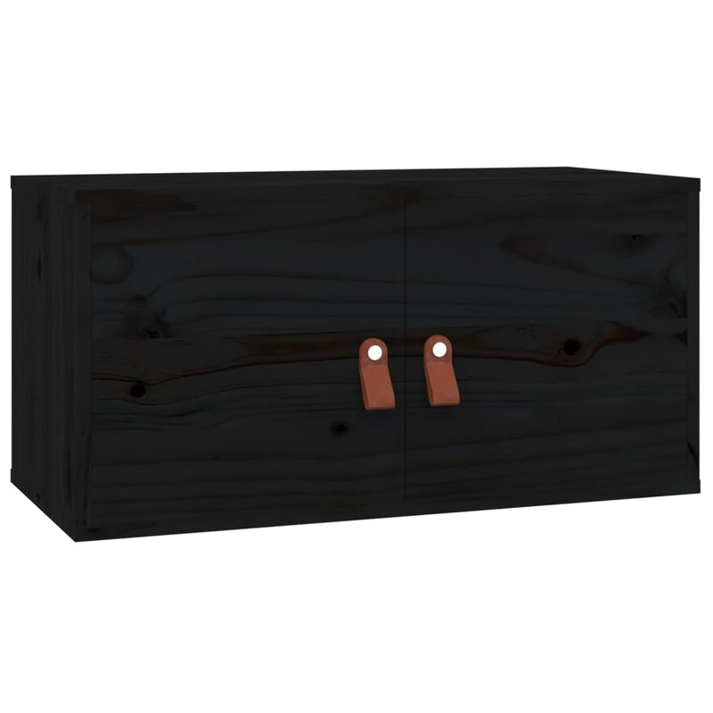 vidaXL 2 darab fekete tömör fenyőfa faliszekrény 60 x 30 x 30 cm