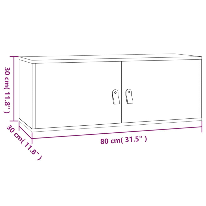 vidaXL fehér tömör fenyőfa faliszekrény 80 x 30 x 30 cm