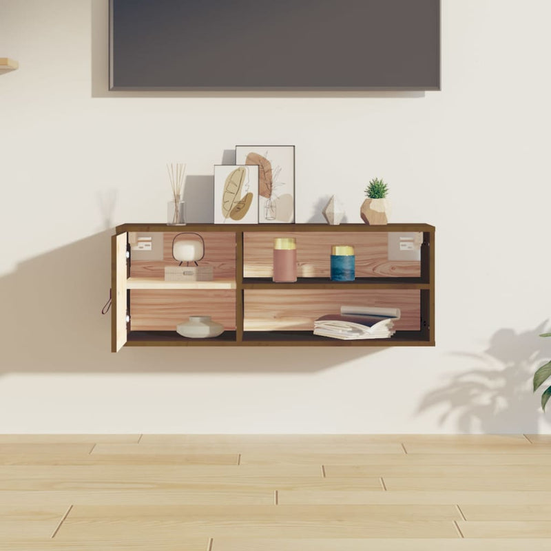 vidaXL mézbarna tömör fenyőfa faliszekrény 80 x 30 x 30 cm