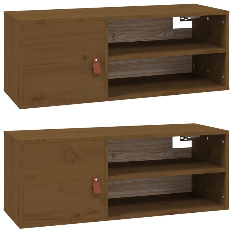 vidaXL 2 db mézbarna tömör fenyőfa faliszekrény 80 x 30 x 30 cm