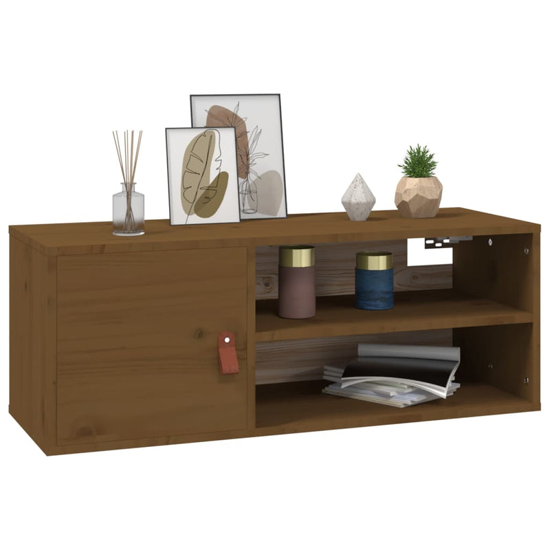 vidaXL 2 db mézbarna tömör fenyőfa faliszekrény 80 x 30 x 30 cm
