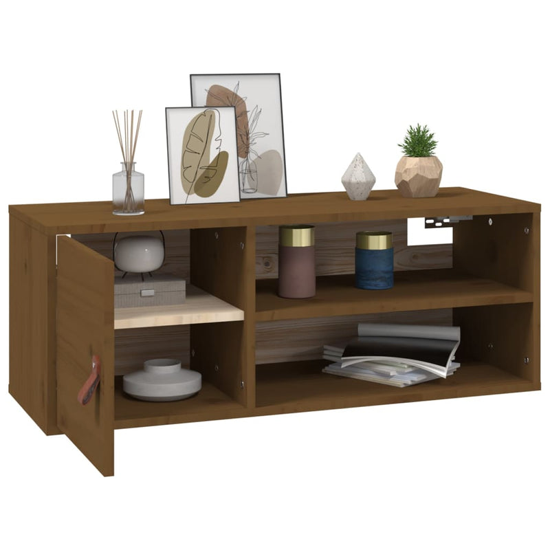 vidaXL 2 db mézbarna tömör fenyőfa faliszekrény 80 x 30 x 30 cm