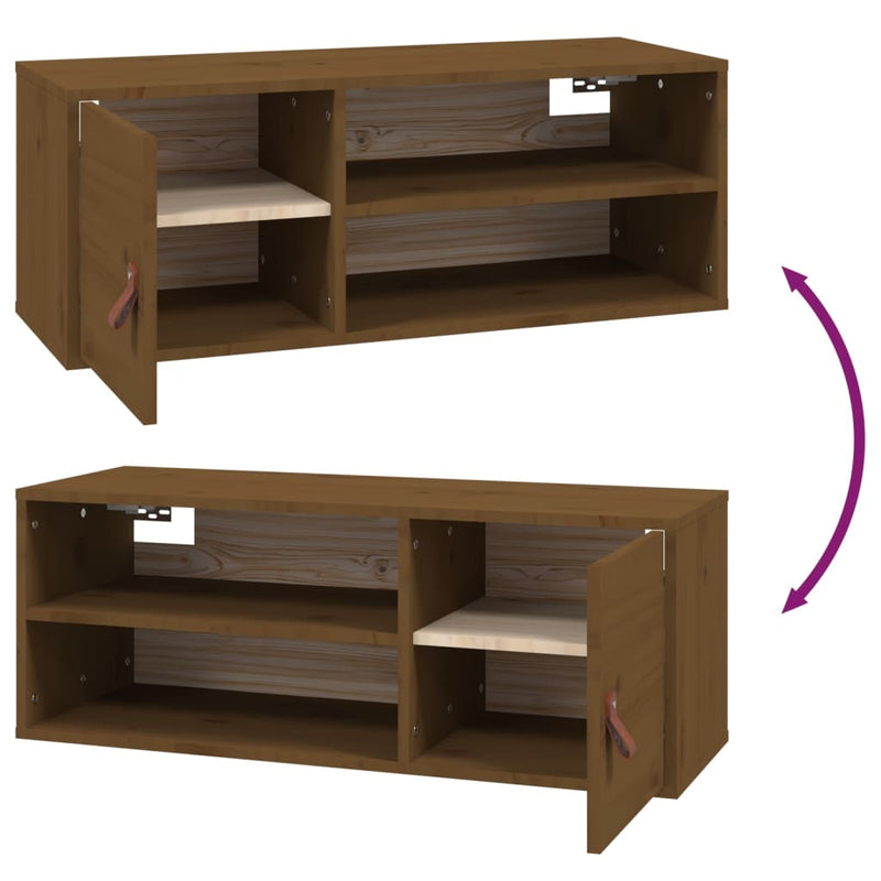vidaXL 2 db mézbarna tömör fenyőfa faliszekrény 80 x 30 x 30 cm