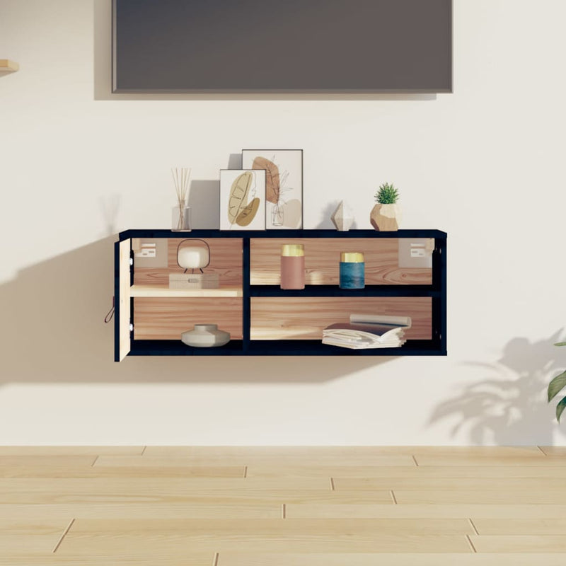 vidaXL fekete tömör fenyőfa faliszekrény 80 x 30 x 30 cm