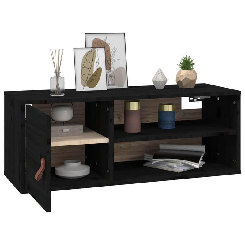 vidaXL 2 db fekete tömör fenyőfa faliszekrény 80 x 30 x 30 cm