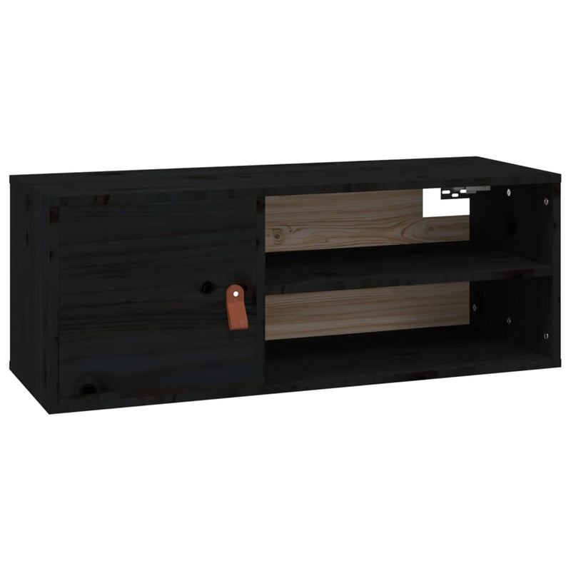 vidaXL 2 db fekete tömör fenyőfa faliszekrény 80 x 30 x 30 cm