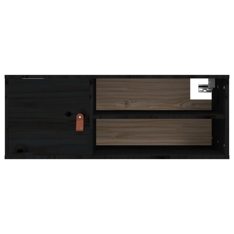 vidaXL 2 db fekete tömör fenyőfa faliszekrény 80 x 30 x 30 cm