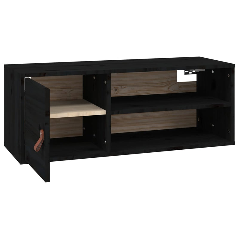 vidaXL 2 db fekete tömör fenyőfa faliszekrény 80 x 30 x 30 cm