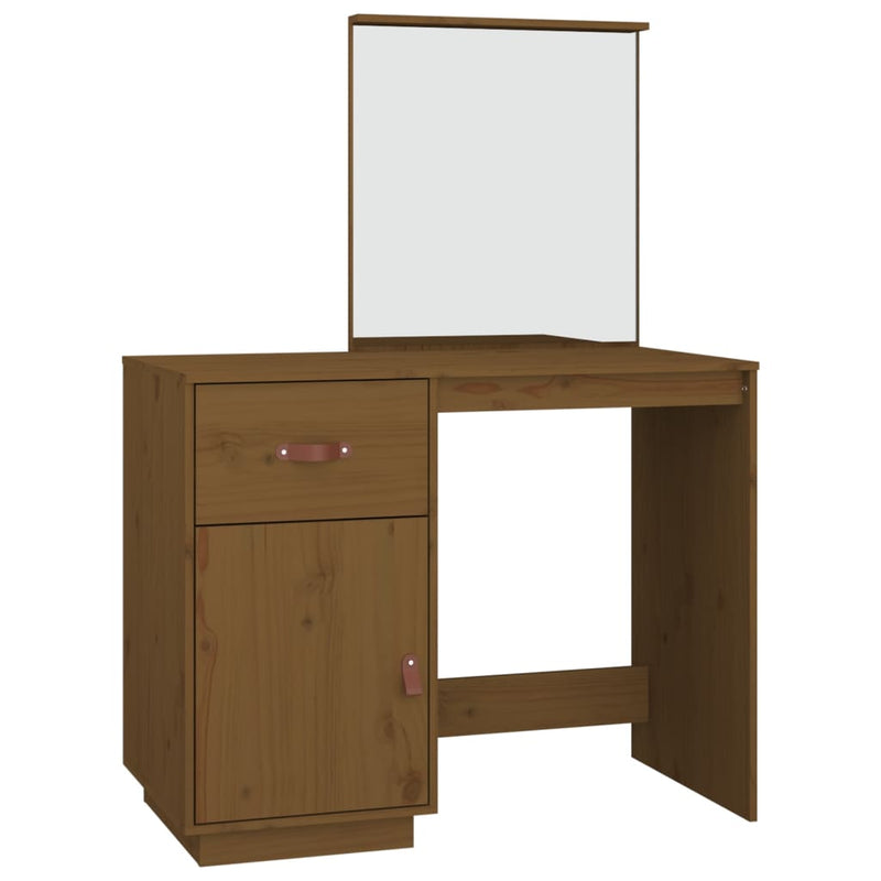 vidaXL mézbarna tömör fenyőfa fésülködőasztal 95 x 50 x 134 cm