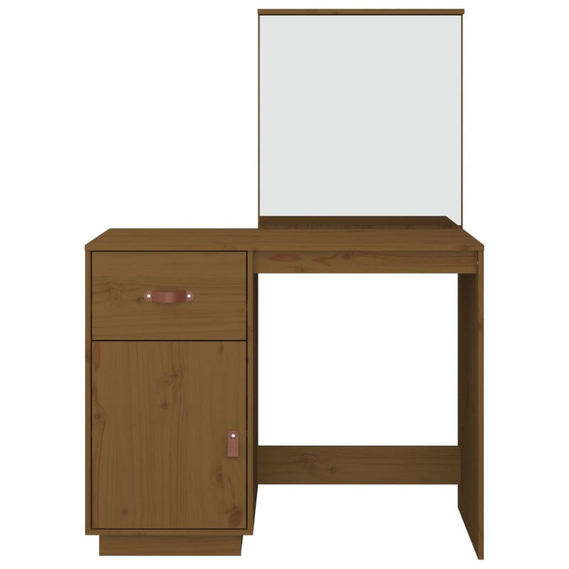 vidaXL mézbarna tömör fenyőfa fésülködőasztal 95 x 50 x 134 cm