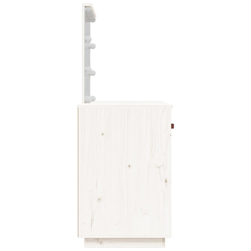 vidaXL fehér tömör fenyőfa fésülködőasztal LED-del 95 x 50 x 133,5 cm