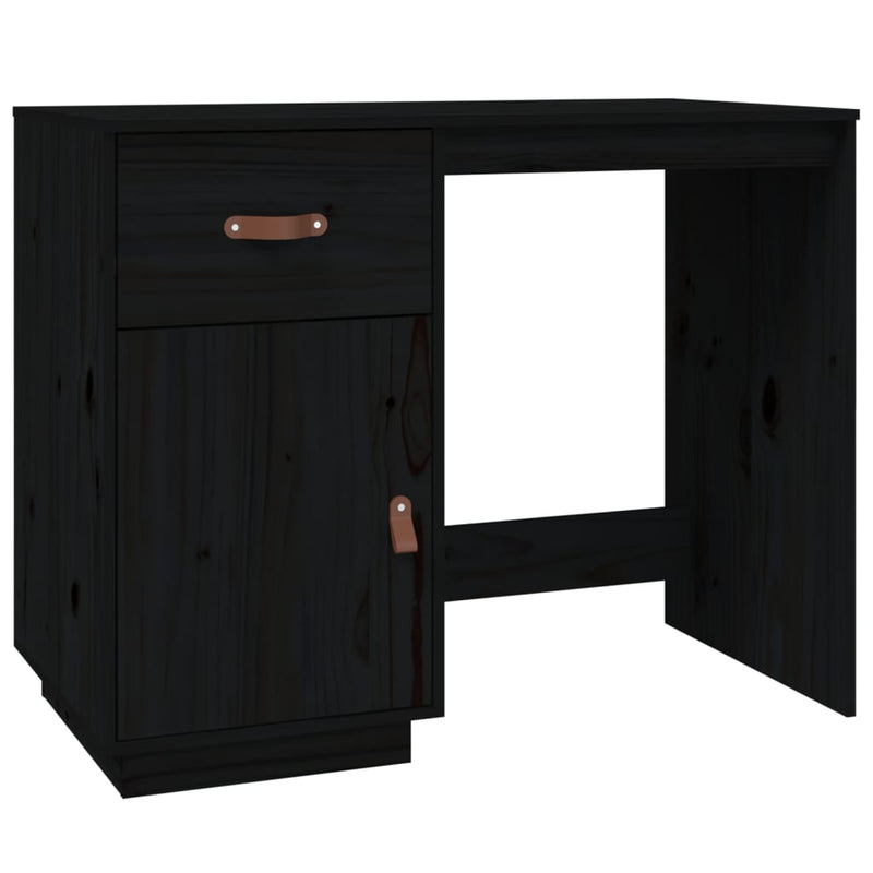 vidaXL fekete tömör fenyőfa íróasztal 90 x 50 x 75 cm
