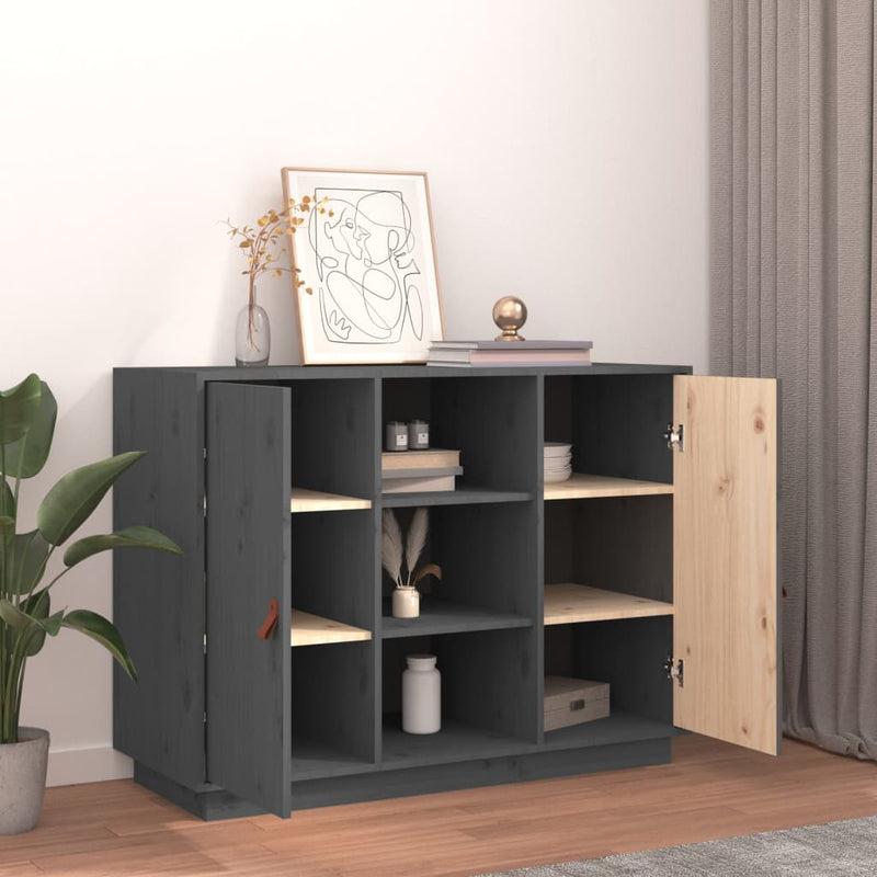 vidaXL szürke tömör fenyőfa tálalószekrény 100 x 40 x 75 cm