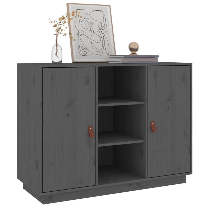vidaXL szürke tömör fenyőfa tálalószekrény 100 x 40 x 75 cm