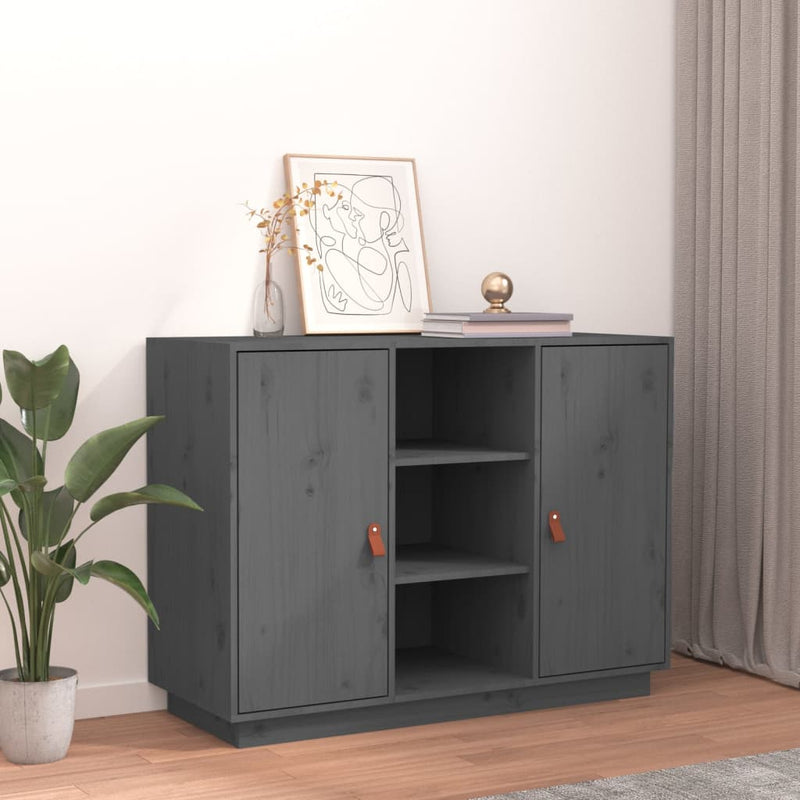 vidaXL szürke tömör fenyőfa tálalószekrény 100 x 40 x 75 cm