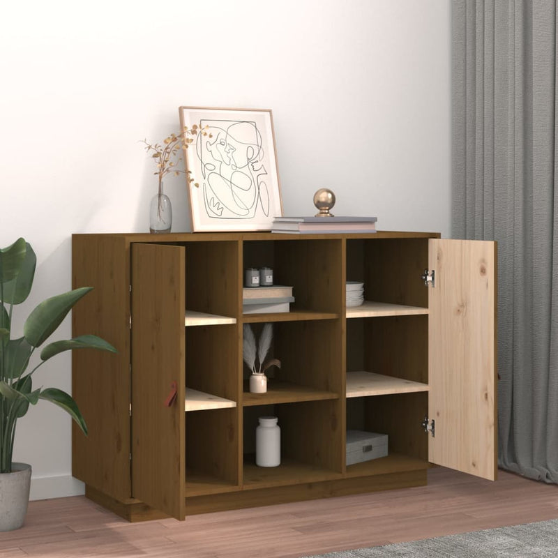 vidaXL mézbarna tömör fenyőfa tálalószekrény 100 x 40 x 75 cm
