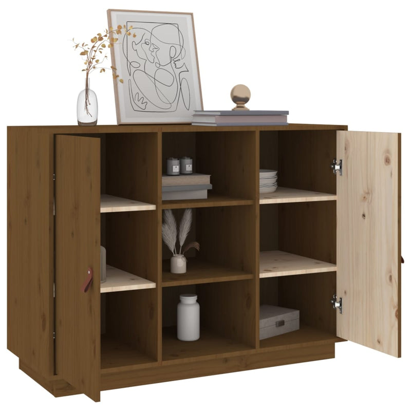vidaXL mézbarna tömör fenyőfa tálalószekrény 100 x 40 x 75 cm