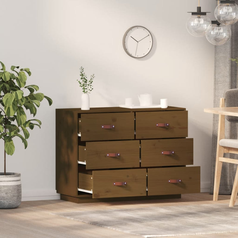 vidaXL mézbarna tömör fenyőfa tálalószekrény 100 x 40 x 75 cm