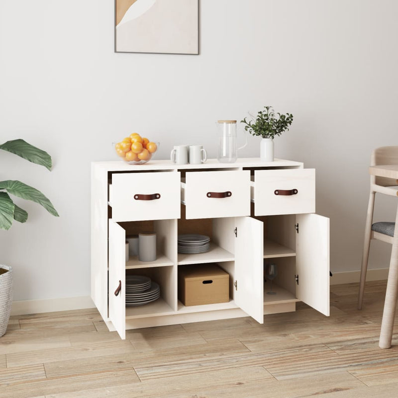 vidaXL fehér tömör fenyőfa tálalószekrény 100 x 40 x 75 cm