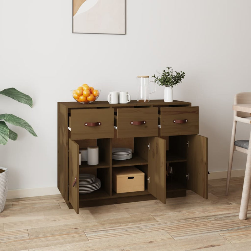 vidaXL mézbarna tömör fenyőfa tálalószekrény 100 x 40 x 75 cm