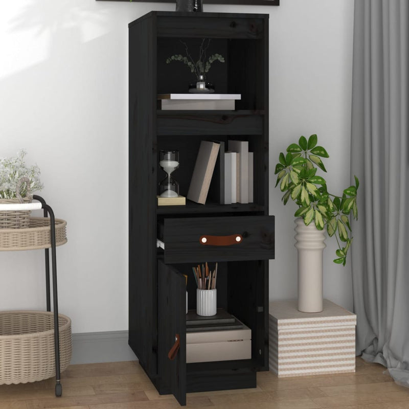 vidaXL sötéts tömör fenyőfa magasszekrény 34 x 40 x 108,5 cm